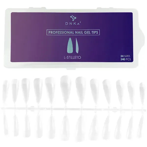 Puntas de gel para uñas profesionales DNKa' L-Stiletto, 240 unidades