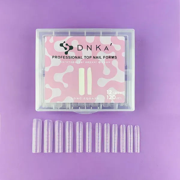 Moldes para uñas largos cuadrados DNKa' Top Nail Forms, 120 unidades