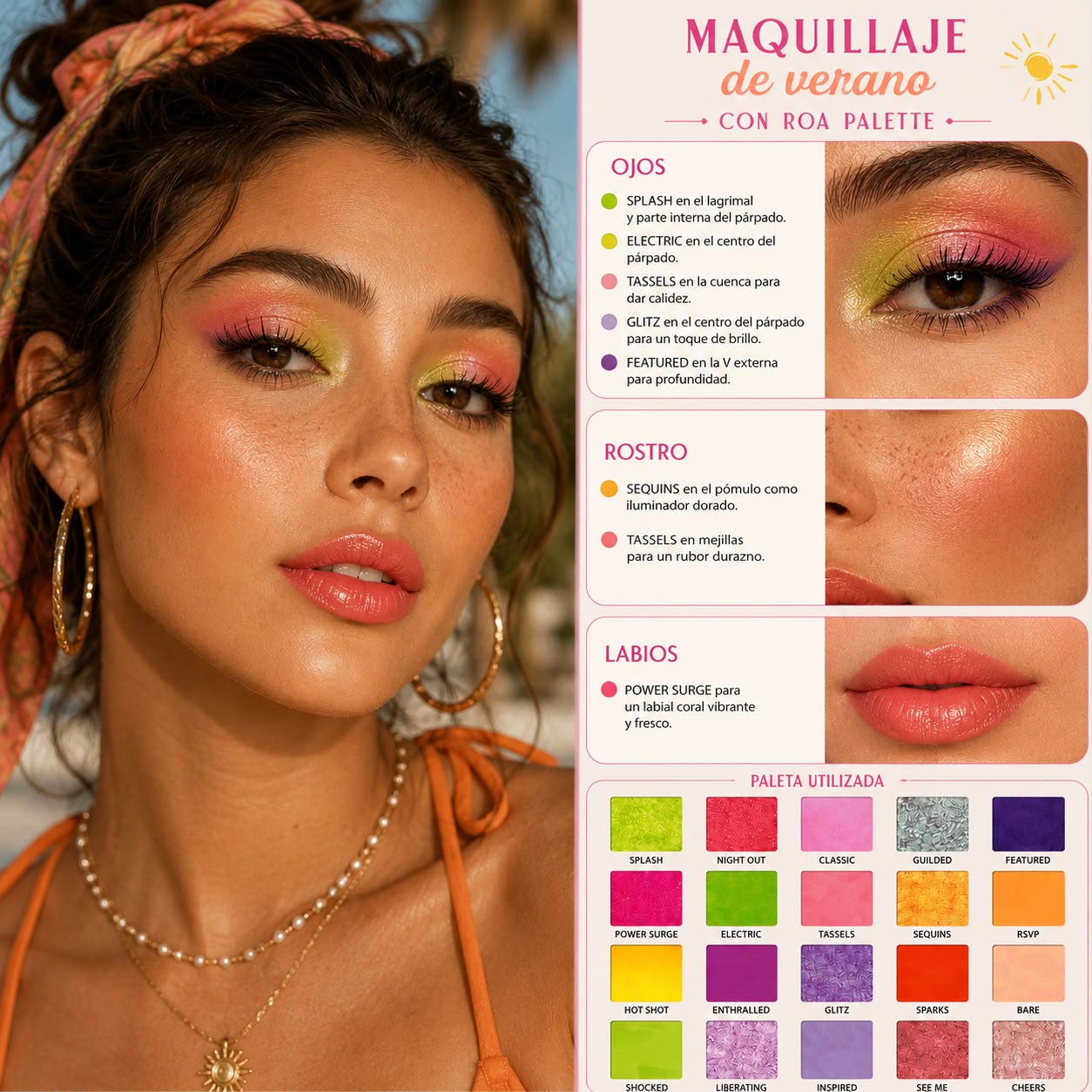 Set Maquillaje Verano · Paleta Rude Neons + Limpiador + Neceser